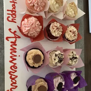 a variety of cupcakes