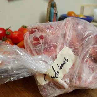 Pork bones.  This batch for only $4.50!