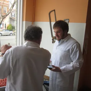 Steve Gatward, left, and Brian Malone, right, at Let's Meat On The Avenue.