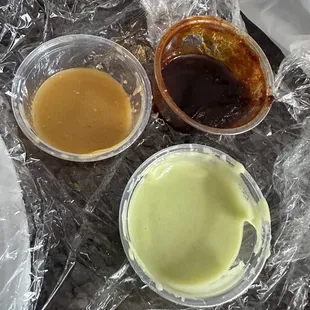 a variety of sauces