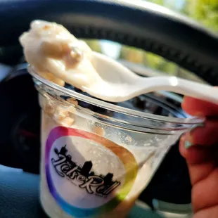 Freshly made ice cream and great conversation with the owner. We will be back