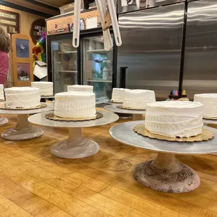 The cakes for the kiddos to decorate