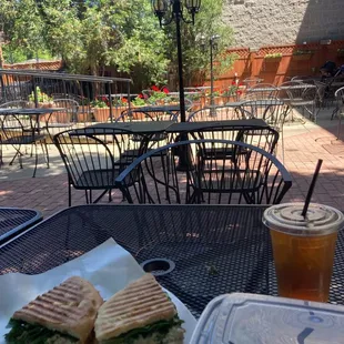 a sandwich and a drink