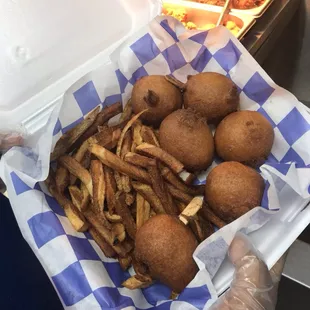 Our delicious Corny Balls! I like mine with mustard.