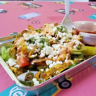 a container of salad