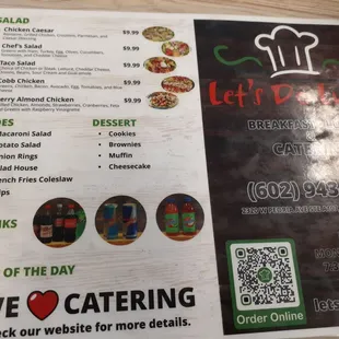 a menu for a restaurant