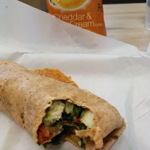 Italian chicken wrap exclamation Oh yeah! Full of flavor fresh food comes with chips about $7.