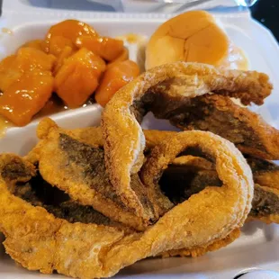 Fried fish and yams