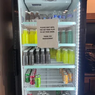 a refrigerator full of drinks