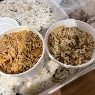 Jambalaya (left) dirty rice (right)