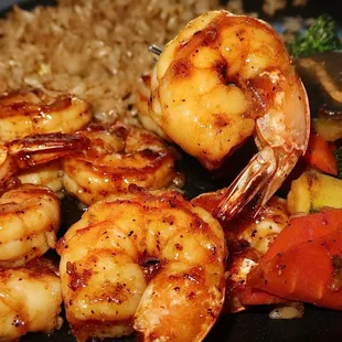 The shrimp were seared over high heat in butter &amp; garlic - the shrimp were my favorite!