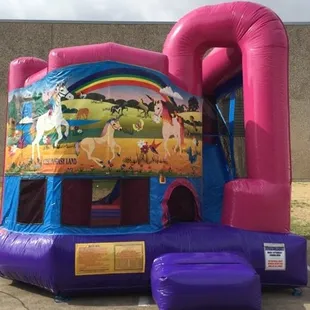 The Backyard combo bounce house is the ultimate in inflatable bounce houses! The jump area offers a basketball hoop and room ...
