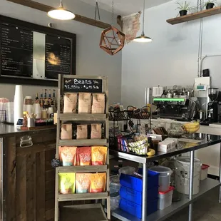 Coffee tea and packaged snacks