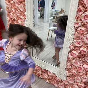 You get to pick a princess dress to wear for the tea party!