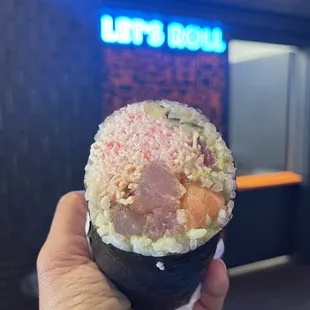 Half of sushi burrito