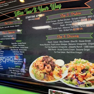 The make it yourself menu own the wall.