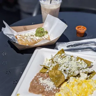 Chilaquiles with tomatillo sauce. So good! Best I have found in town.