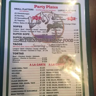 Pictures of the menu at the restaurant for anyone curious