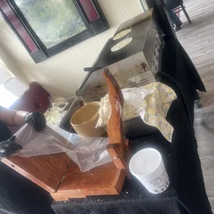 Handmade tortillas made right at the front to entice you