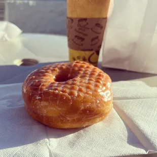 Glazed donut, large coffee