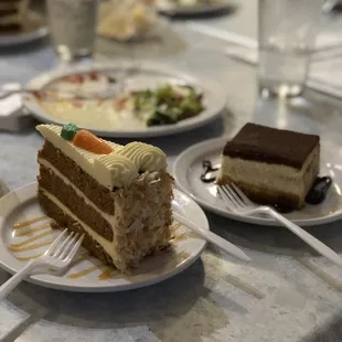 carrot cake (too sweet/heavy) and tiramisu