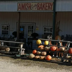 a display of pumpkins