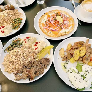 Smoked Salmon Labneh, Short Rib Scramble, Grilled eggplant.