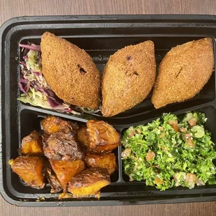 Alsham Kibbeh (3) w/ 2 sides &amp; pita