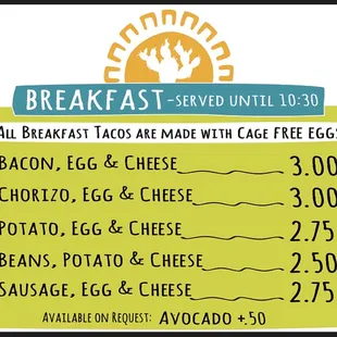Breakfast Menu