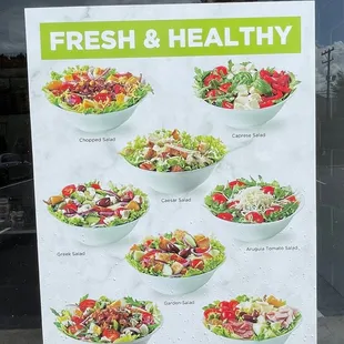Fresh and healthy options sign