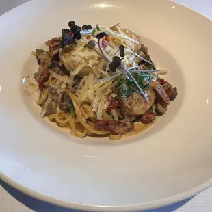 Surf and turf pasta special