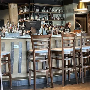 a row of bar stools