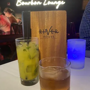 Mango mojito (L) and Finished with Figs Old Fashioned (R)