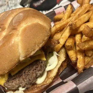 Hamburger and fries