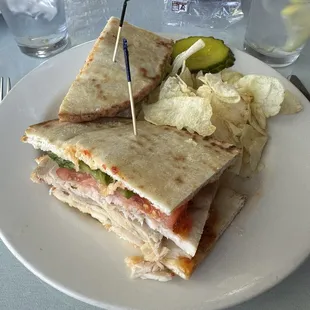 Turkey, apple, Brie with pepper jam. Very tasty.