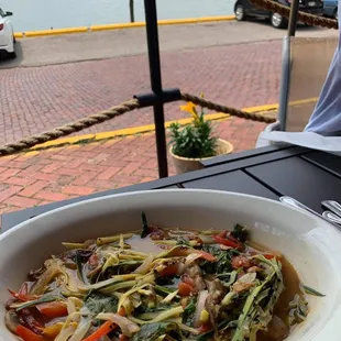 a bowl of food on a table