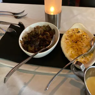 Sides Brussel Sprouts and Creme brûlée corn.