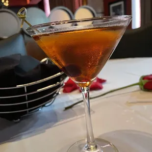 Seasonal charmer: spiced pear brandy Manhattan. Not picking up the pear but otherwise very nice.