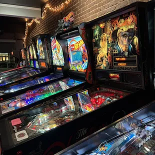 rows of pinball machines