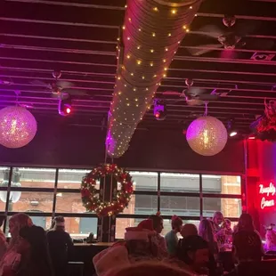 a view of the bar from the back of the room