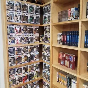 Funky Pop and manga in the comic area, in its own section in the back of the store.