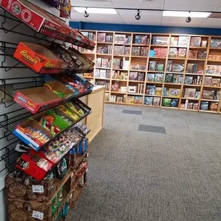 Candy, chips and jerky to the left. More tabletop games straight ahead.