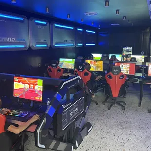 set up for the kids. very comfortable, clean and high end gaming set ups.