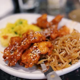 KFC ($20) - Korean Fried Chicken or Cauliflower, tossed in Sweet Chili Sauce, served with Jasmine Rice &amp; Bean Sprout Salad