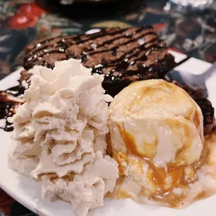 The Dude Abides w/ add on ice cream ($10) - double chocolate fudge brownie with Kahlua whipped cream and Pure Joy Caramel Bourbon ice cream