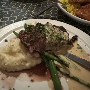 Inigo Montoya (streak over truffled potato mash &amp; sautéed green beans)