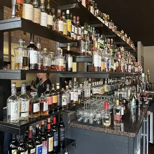 shelves of liquor