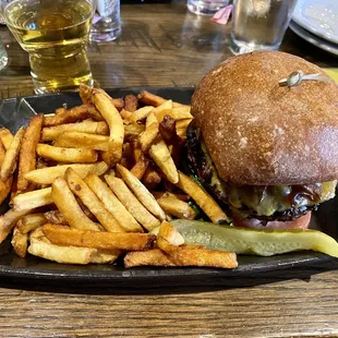 The Levitate Burger and fries.