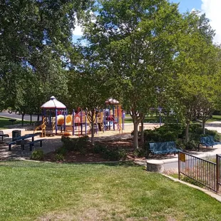 Levy Park with benches overlooking historic gold dredging site