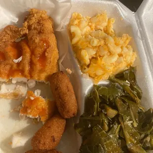 Catfish, collards and Mac and cheese Yummy!!! Food was so good! Service was excellent!